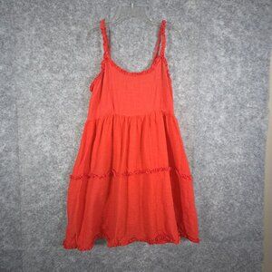Easel Women's Casual Knit Sleeveless  Sun Dress Midi Dress Orange Size S